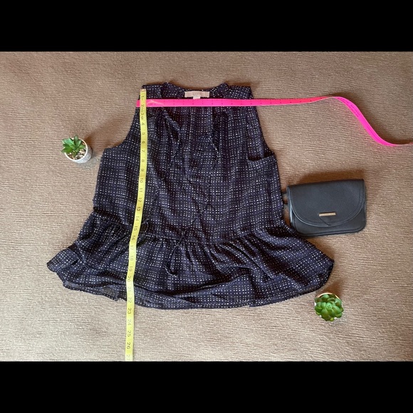 Loft Navy/Black Patterned Sleeveless Blouse - Picture 3 of 5